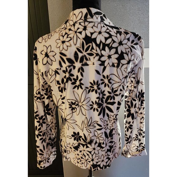 Joni B Jacket Womens Size Large White Floral Print Button up Retro Chic Classic - Picture 3 of 11